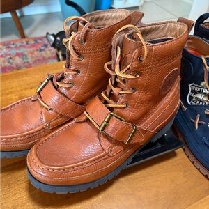 Polo by Ralph Lauren Cognac Brown Leather Chukka Boots with Buckle